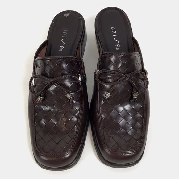 Vintage 90s Brown Dark Academia Slip On Preppy Cottagecore Heeled Mules / 7.5 - Picture 4 of 10